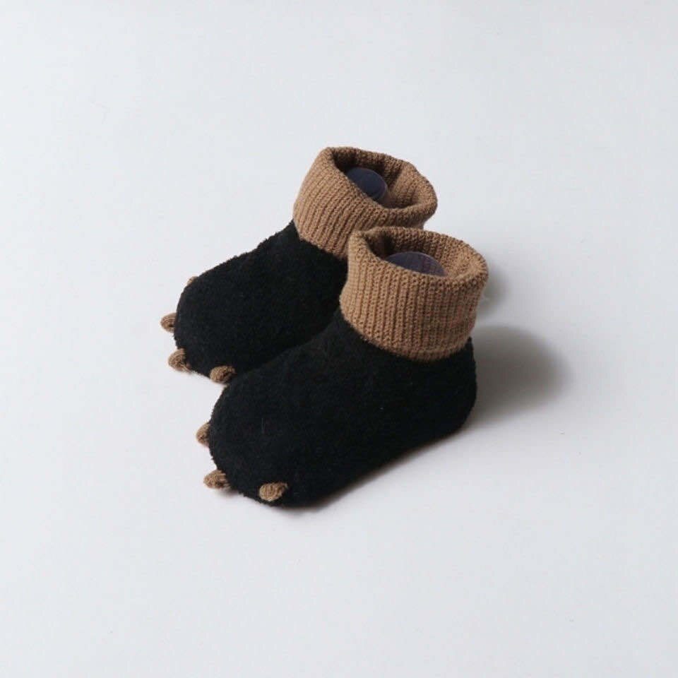 Xcqgh 1 Paar Kat Poot Vorm Babysokjes Katoen Zachte Velet Antislip Baby Jongen Meisje Winter Floor sok 0-24 Maand: Black / 6-12M