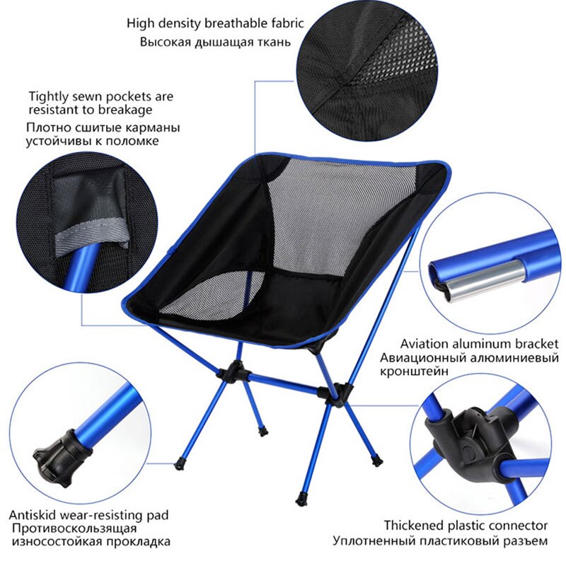 Ultralet foldbar campingstol bærbar strandvandring picnic sæde fiskeredskaber stol foldbar strandstol stol seat 의자