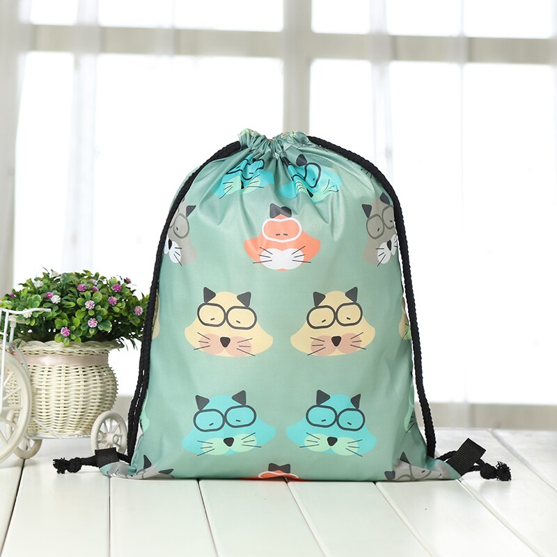 Trekkoordrugzak dames 3d print reistas softback heren casual tassen unisex dames schoudertas trekkoord kat