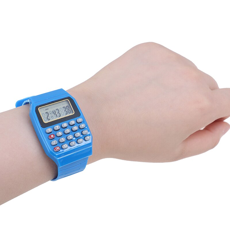 LED Calculator Watch Electronic Digital Chronograph Computer Kids Children Boys Girls Sport Rubber Wrist Watches