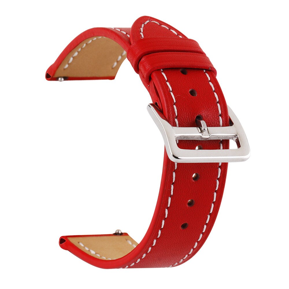 18mm 20mm 22mm 24mm Universal Single Tour Genuine Leather Watch Band Wristband For Samsung Galaxy 46/42mm Gear S3 Strap: Red / 18mm