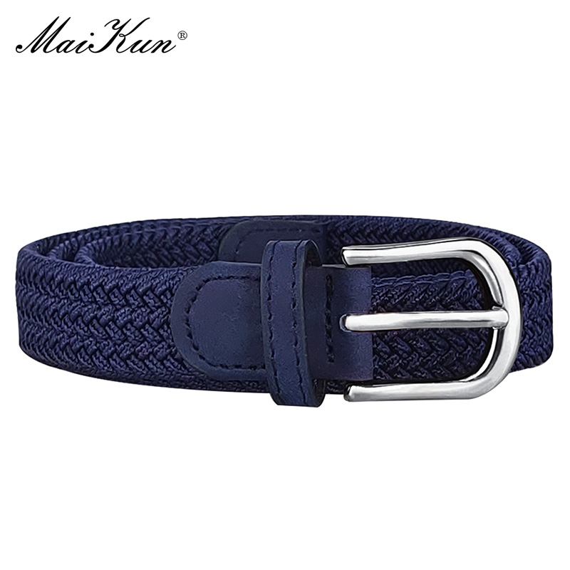 MaiKun Canvas Braided Belts for Women Adjustable Big Size Metal Pin Buckle Elastic Waistband Casual Style
