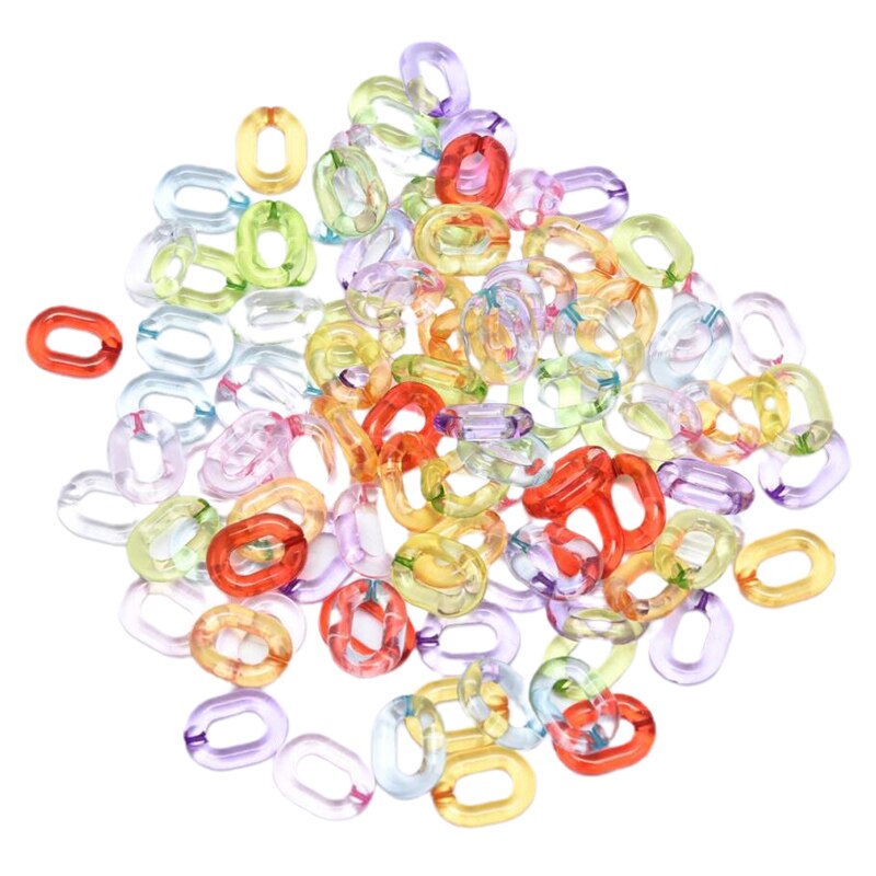 100Pcs Acrylic Chain Connectors - 20x14mm Candy Color Combination - DIY Glasses Chain Jewelry Accessories