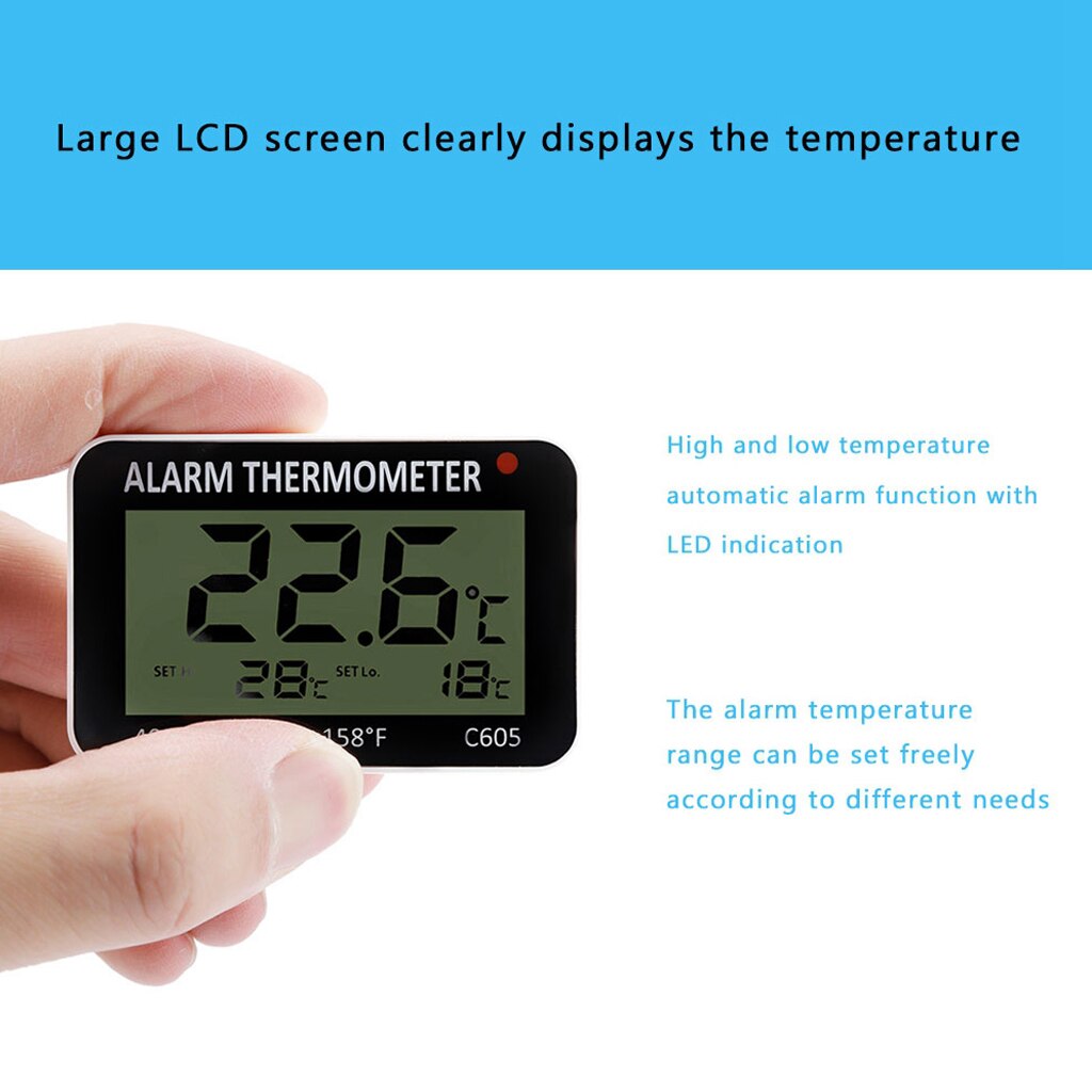 LED Digital Thermometers Electronic Temperature Freezer Alarm ℃/℉ Switched Temperature Thermometer with Alarm