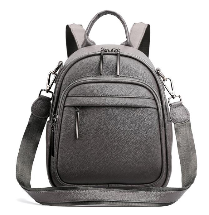 Chuwanglin Casual Rugzak Vrouwelijke Lederen Vrouwen Rugzak Grote Capaciteit Schooltas Voor Meisjes Leisure Schoudertassen A501105: 1-gray