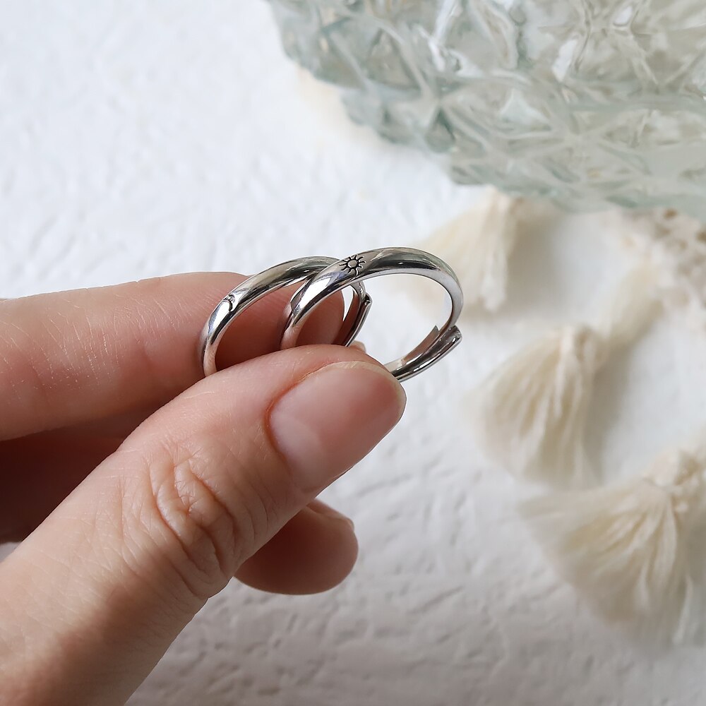 Zon Maan Ster Paar Vriendinnen Ring Mannen En Vrouwen Een Paar Eenvoudige Klassieke Student Koreaanse Paar Ring