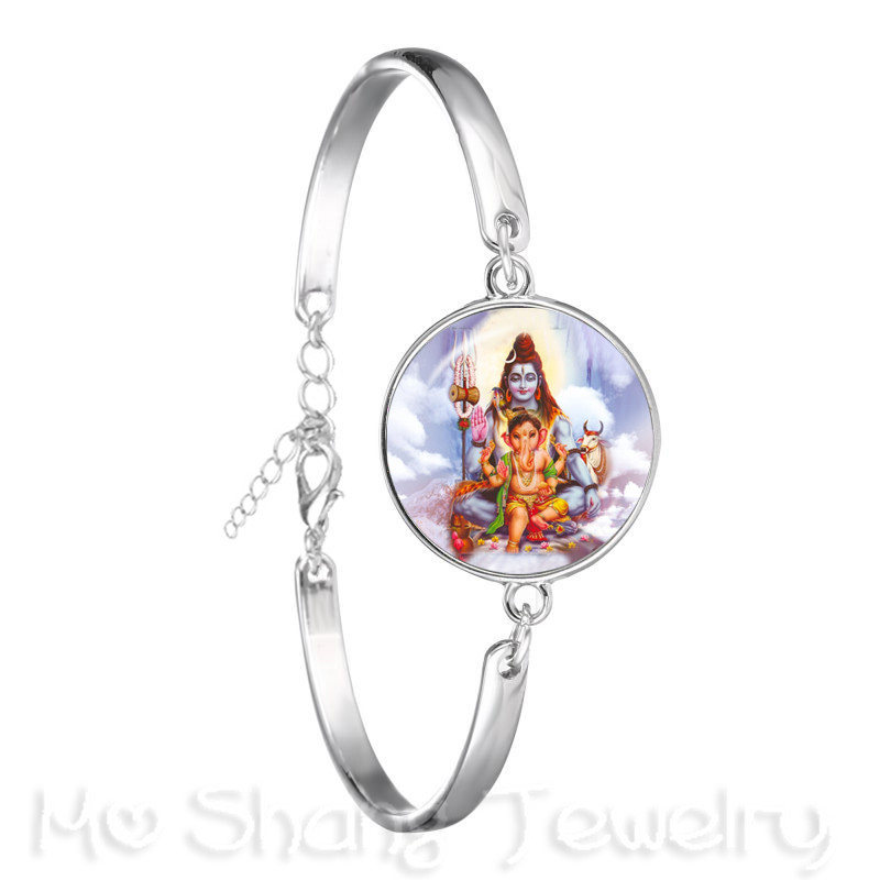 Pulsera de la estatua de Ganesha, brazalete de cadena de budismo indio, Ganesha, Vinayaka, Dios, Vintage,: Color oro puro