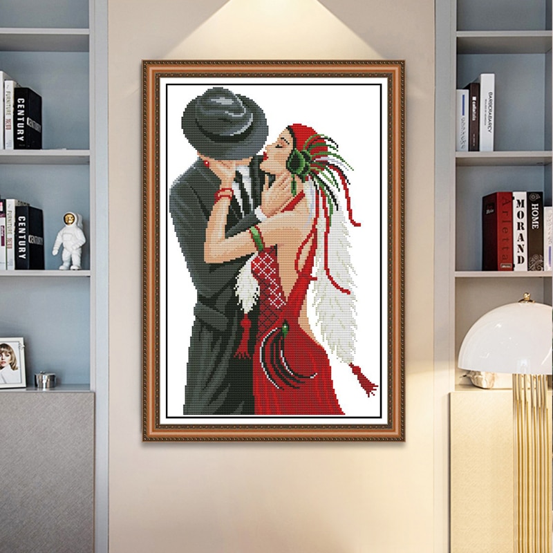 Kit de punto de cruz "el amor de las bailarinas de pareja", bordado de 14CT11CT, manualidades de costura hechas a mano