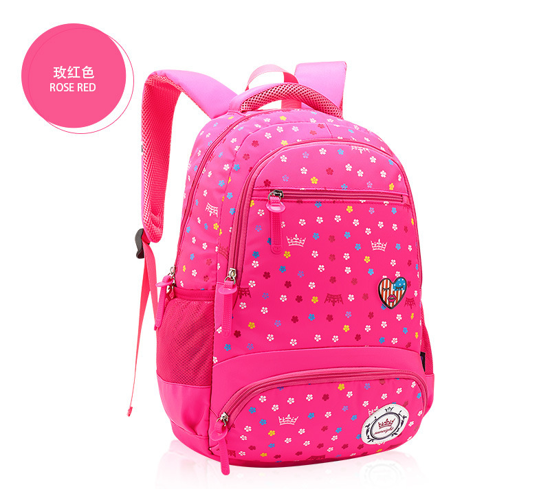 Printing Kids School Bags for Girls Primary School Backpack Child Princess Girls School Bags Big Capacity Bookbags Pink: Red