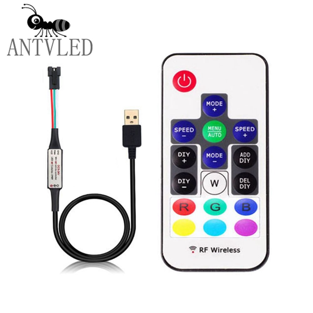 WS2812B WS2811 LED Pixel Streifen Licht Controller USB/DC Led Dimmer 3 Schlüssel RF 14/17/21 schlüssel Mit MINI Remote LED Controller DC5-24V: 14-RF-USB