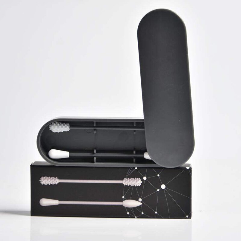 4 pz/scatola Riutilizzabile Tampone di Cotone Orecchio di Pulizia Lavabile in silicone Trucco Tamponi di Spiedi Flessibile Molle Fare su kit di Strumenti di