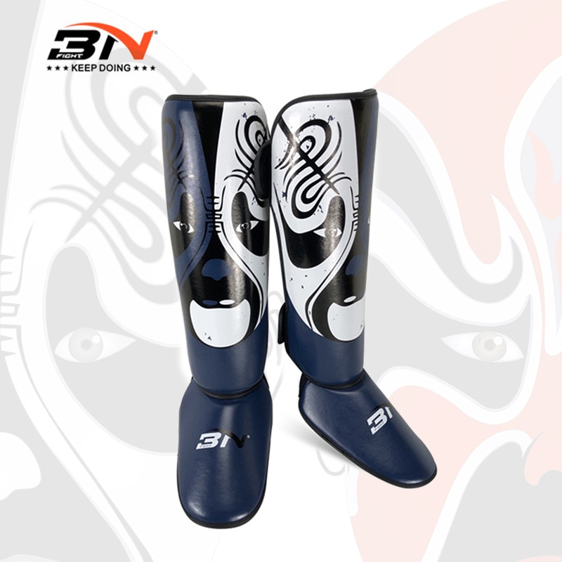 Chinese Opera Facial Makeup Boxing Shin Guards PU Ankle Protector MMA Muay Thai Kickbox Training Leg Warmers Sparring Shin Pads