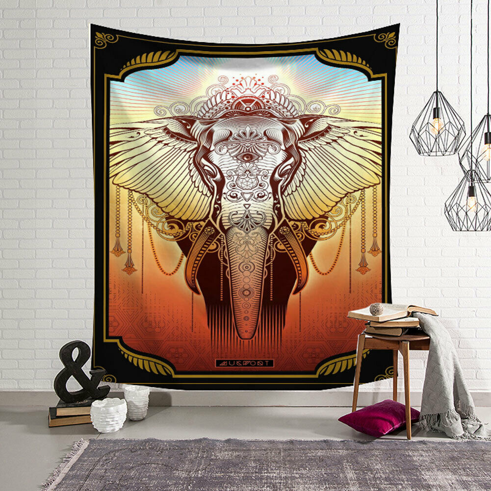 Indische Olifant Tapestry Mandala Hippie Art Muur Opknoping Wandtapijten Strand Handdoek Sprei Gooi YogaMat Tafelkleed Home Decor: Olijfgroen