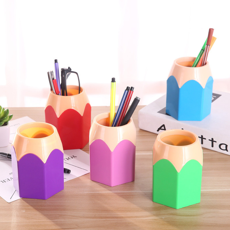 1 Uds Mini lapicero de oficina, florero de almacenamiento para estudiante, vaso de de papelería, estuche de brocha de maquillaje