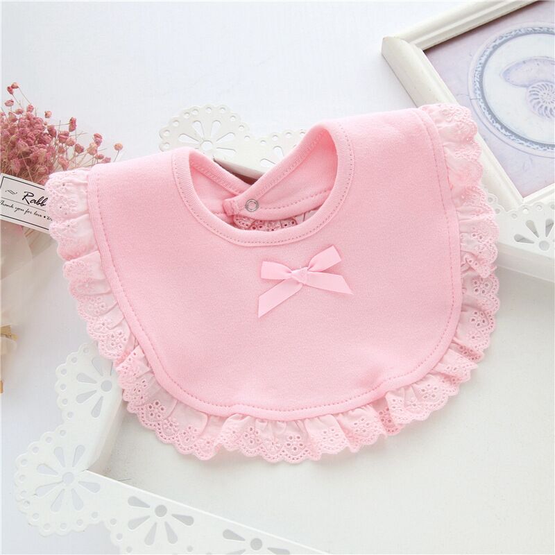 Bebé 100% triángulo de encaje de algodón lazo rosa y blanco babero de bebé chica precioso babero infantil de bebé suave paño absorbente: 242