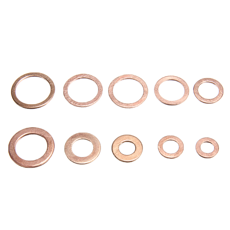 200pcs Solid Copper Washer Gasket Seal Flat Ring Fuel Hydraulic Fittings Set for Full Set Gaskets