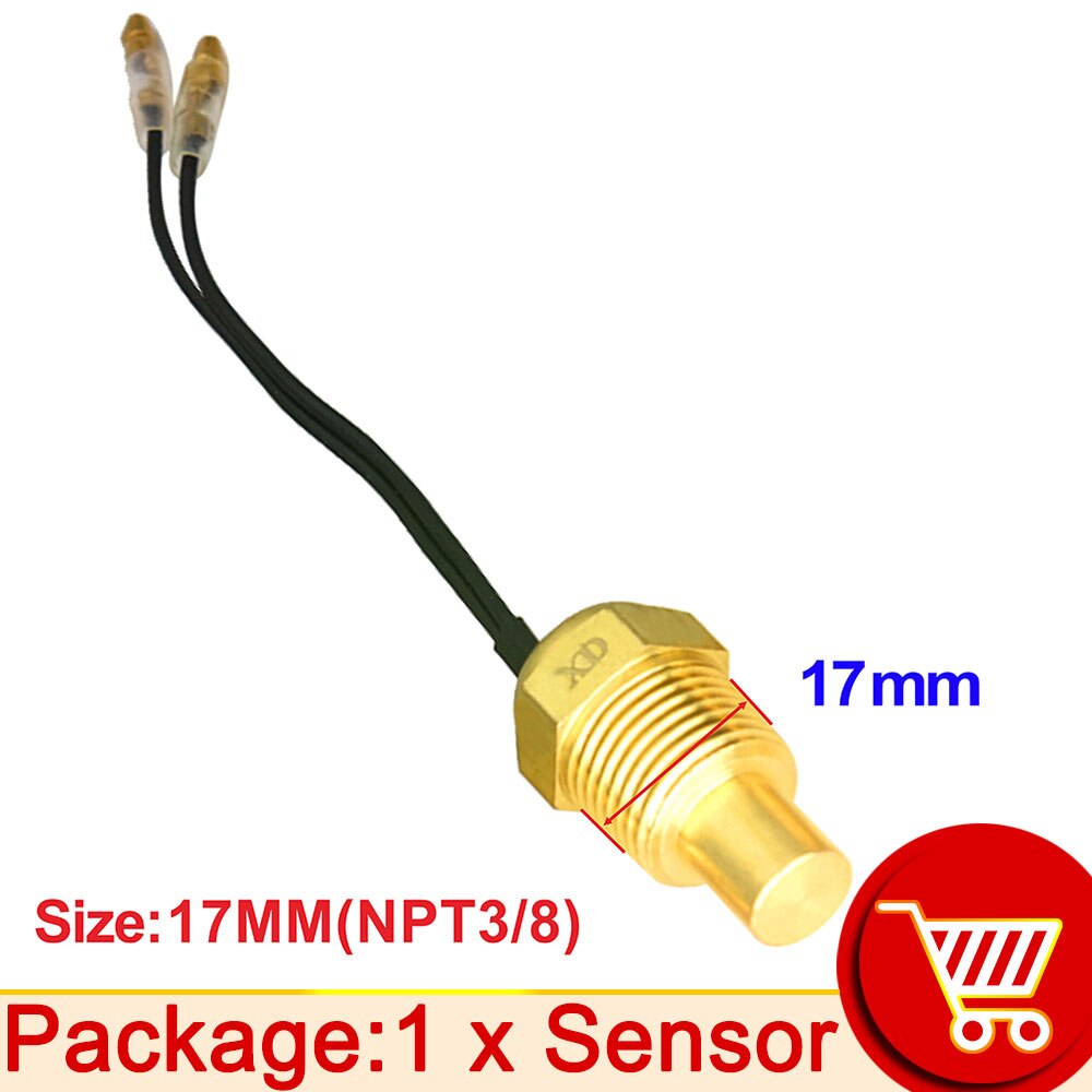 12V/24V Water Temperatuur Sensor Temp Afzender 50K Hoofd Plug 10Mm 12Mm 14Mm 16Mm Voor Auto Vrachtwagen Gauge Elektrische Meter Npt 3/8 1/8: 17MM