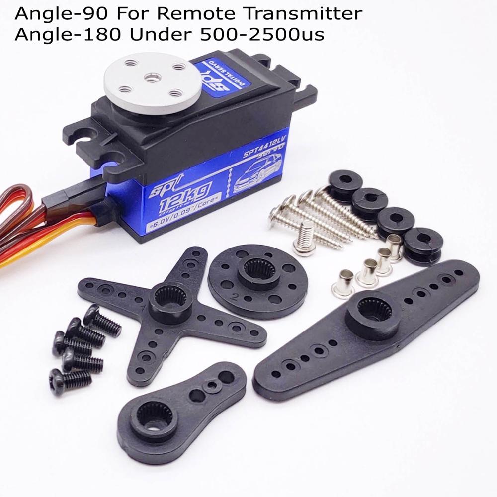 Spt 4412lv 12kg grote koppel metalen tandwiel standaard digitale laag profiel servo 1:10 rc auto vliegtuig robotarm 180 320 hoek: Hoek -180 met schijf