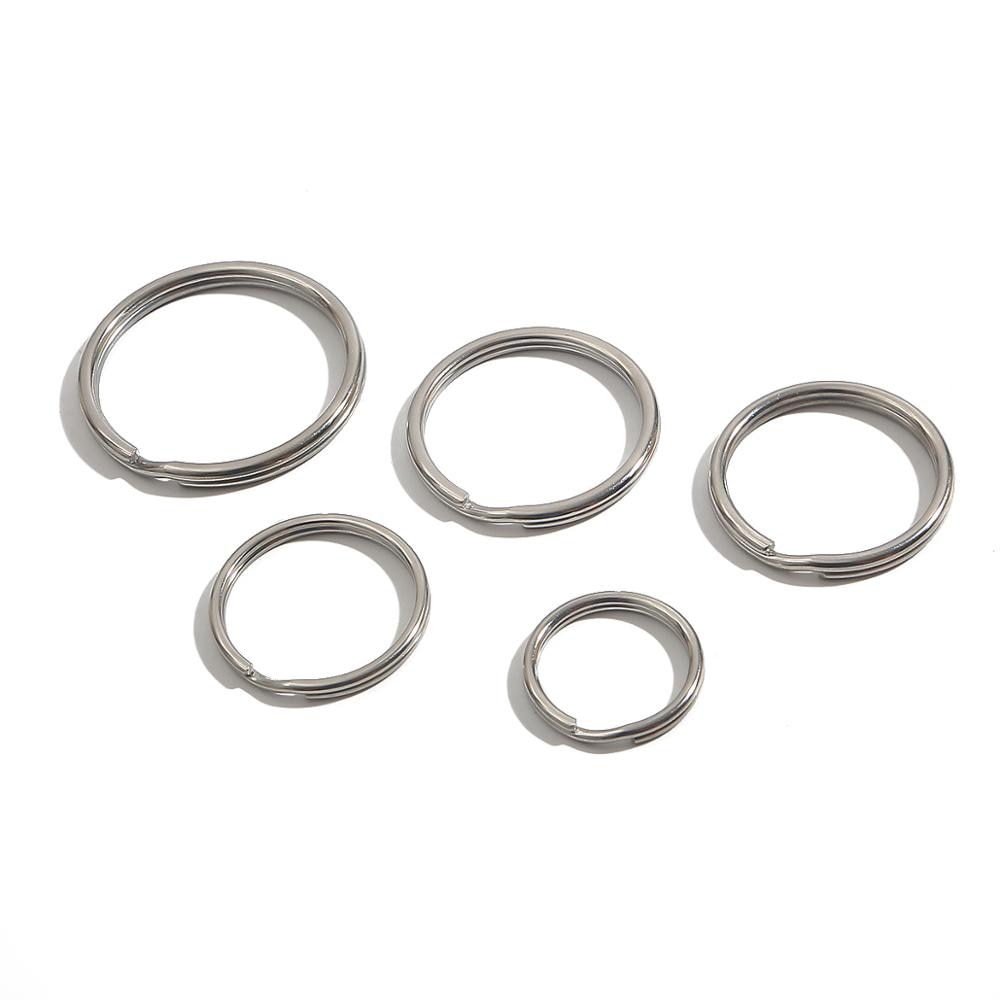 10 teile/los 15mm 25mm 28mm 30mm 32mm 35mm Edelstahl See Schlüssel Ring Schlüssel kette Rhodium Überzogene Flache Teilt Keychain Für Mann