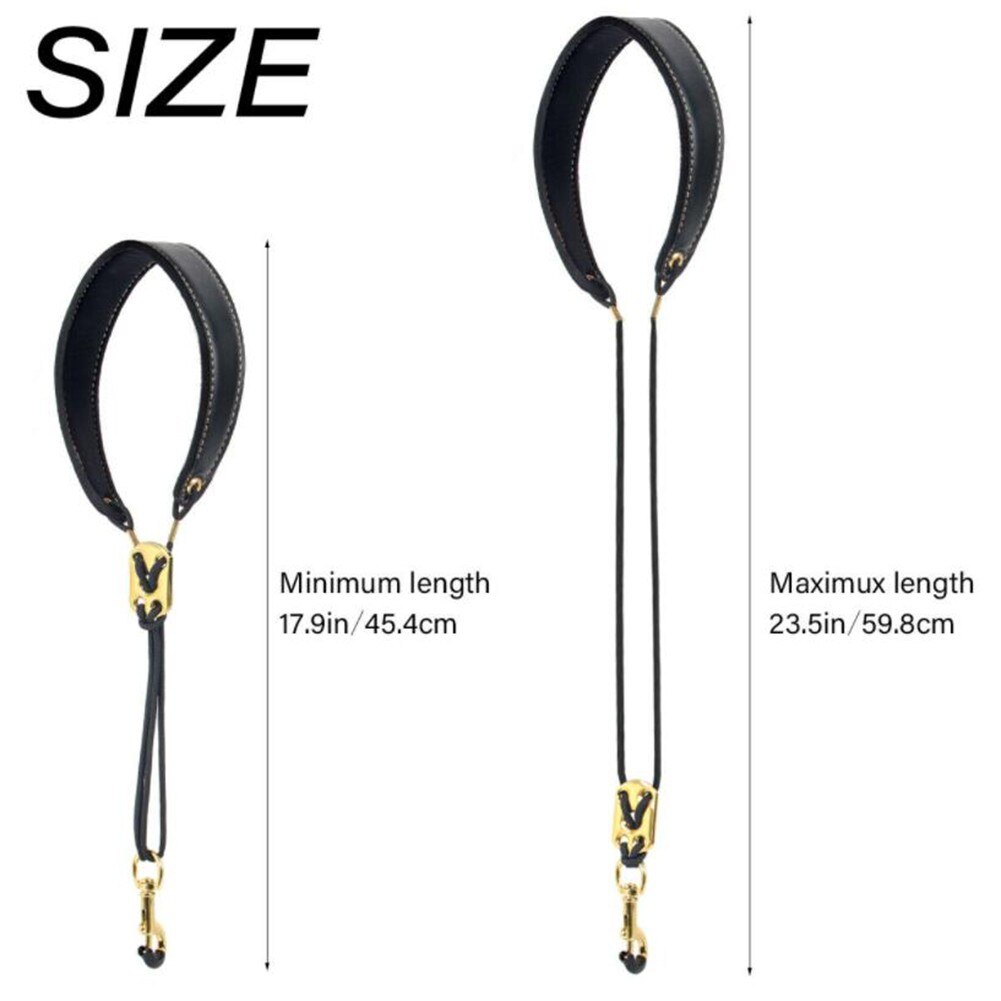 Zwart/Bruin Saxofoon Draagriem Voor Sopraan Tenor Alto Bariton Sax Klarinet Verstelbare Lederen Saxofoon Bandjes Sax Gewatteerde