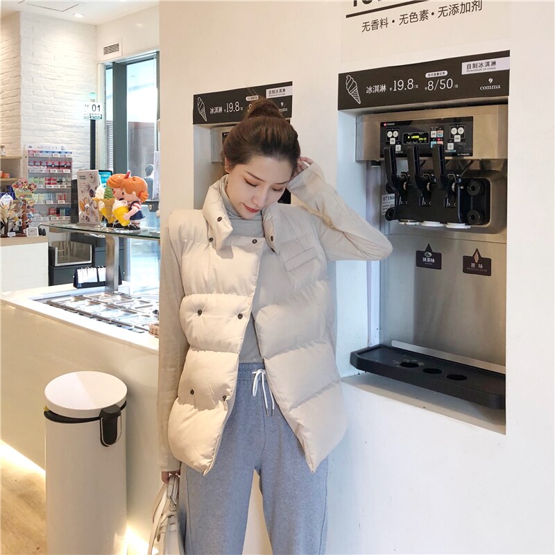 Vrouwen Winter Mouwloze Vesten 3 Kleuren Herfst Bedekt Knop Casual Warm Uitloper Jas Zwart Wit Vrouwelijke Vest