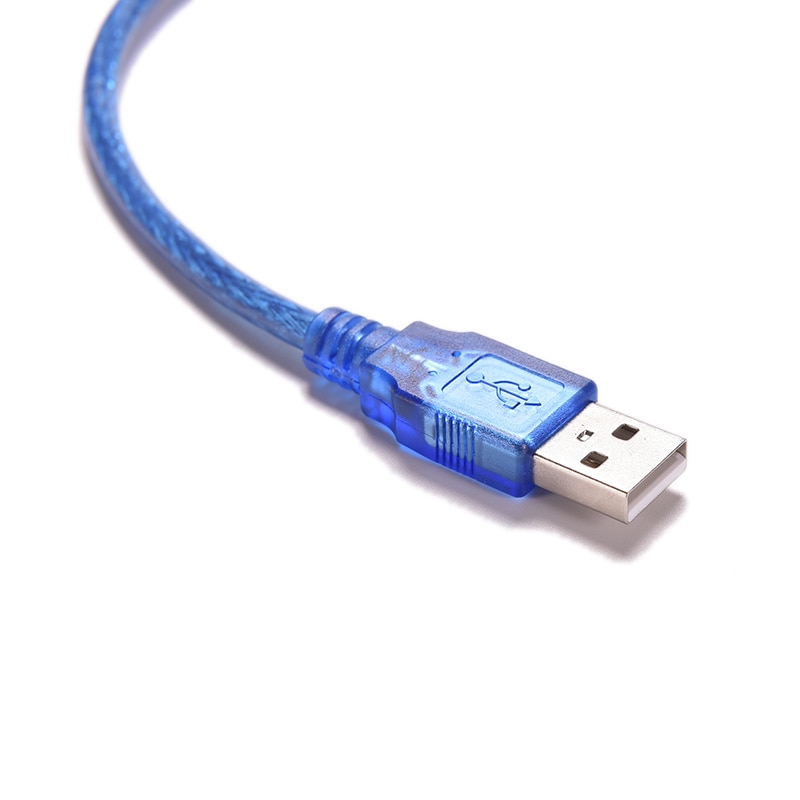 Blue 30cm USB 2.0 Printer Cable Type A Male to Type B Male Dual Shielding High Speed Transparent