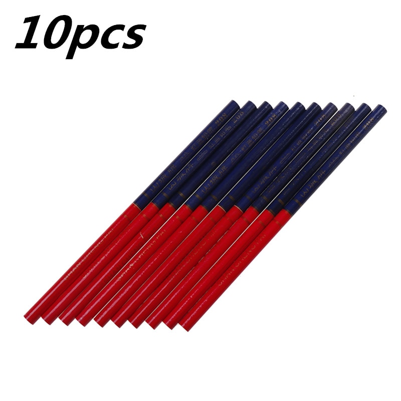 10Pcs Double Colored Pencils Blue And Red Lead Carpenter Special-Purpose Pencils Drawing Pencil Set Office Stationery