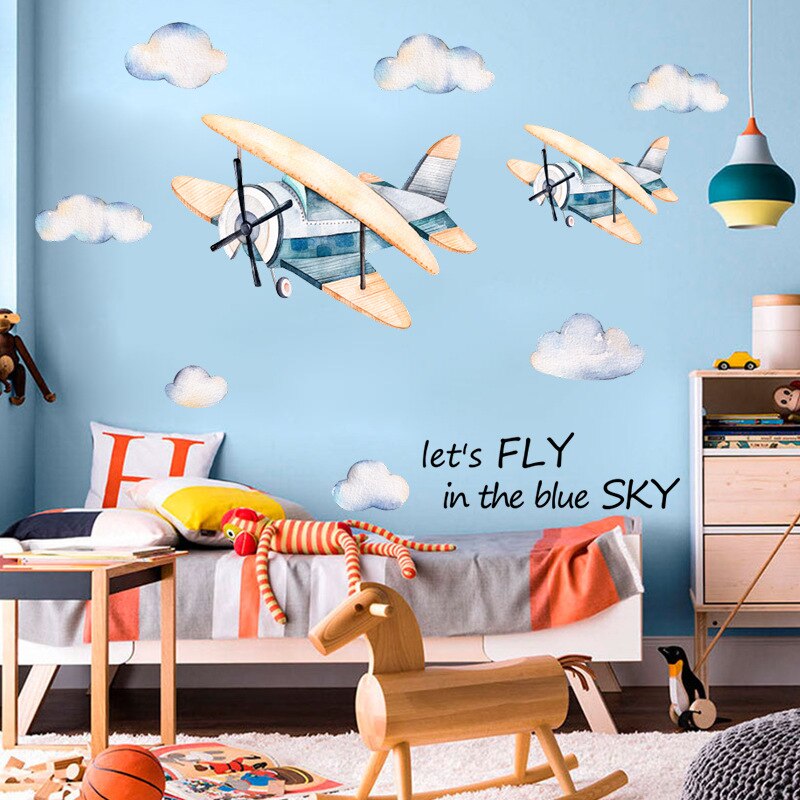 10 styles Cartoon Airplane Wall Stickers for Children Bedroom Kids room Wall Decor Nursery Wall Decoration PVC Sticker