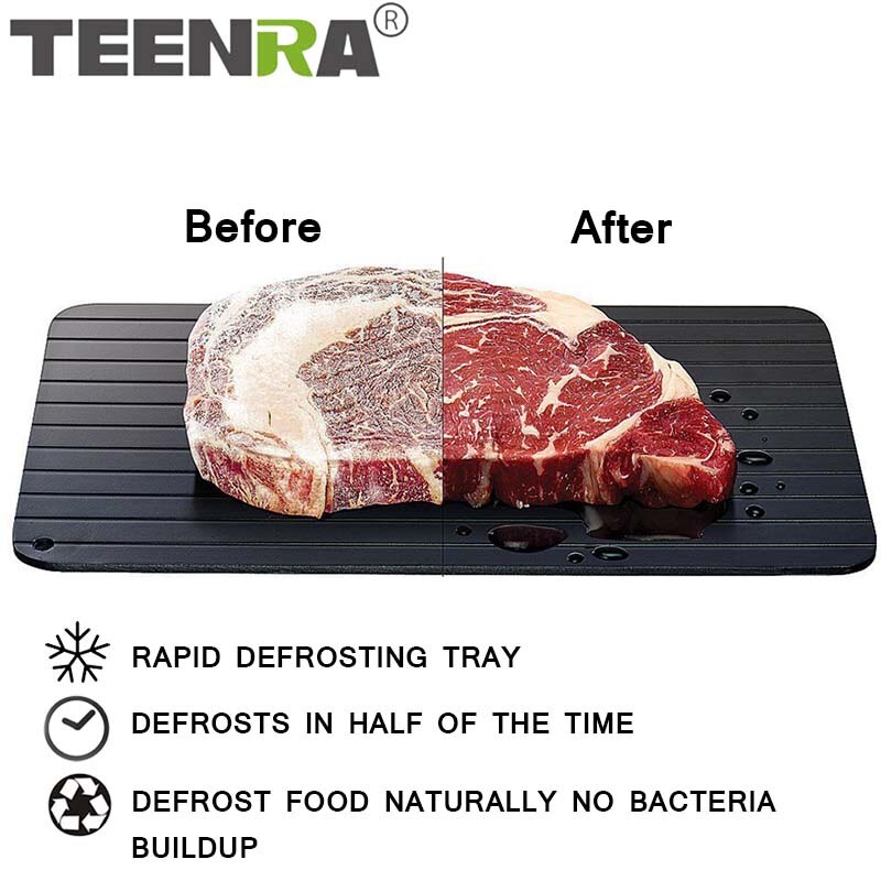 TEENRA 1Pcs Defrost Thaw Tray Food Meat Defrosting Tray In Minutes Quick Defrosting Tray No Electricity Chemicals Frozen Food