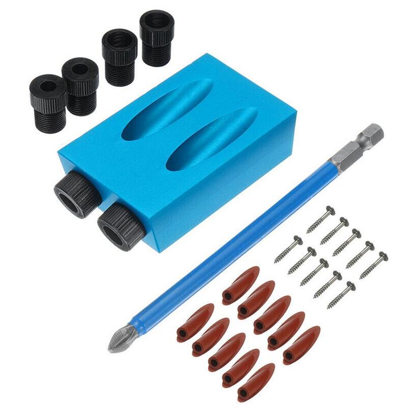 15°Blue Woodworking Diagonal Hole Positioner Woodworking Diagonal Hole Drill Positioner Three-po Positioner Drilling Positi C2C6