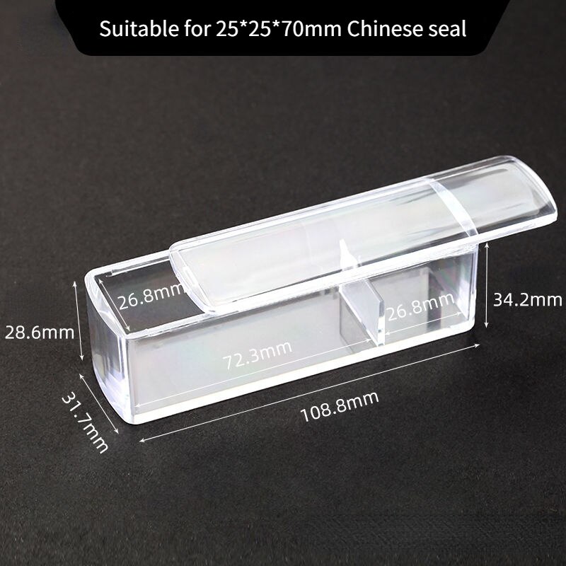 Portable Seal Boxes Square Acrylic Plastic Chinese Seal Storage Box Name Private Seal Collection Boxes Seal Engraving Stamp: A14