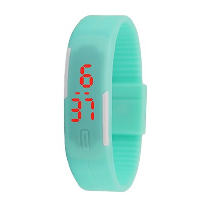 Silicone LED Sport numérique Bracelet montres Fitness décontracté électronique Bracelet hommes femmes garçons filles montre horloge enfants enfants: Mint Green