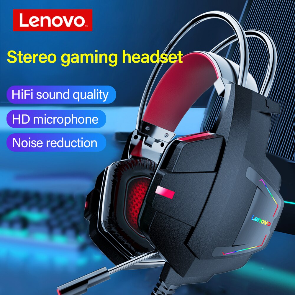 Lenovo HU85 Wired gaming headset PC USB interface HiFi Surround sound Microphone gaming headphones for Laptop PS4 headset gamer