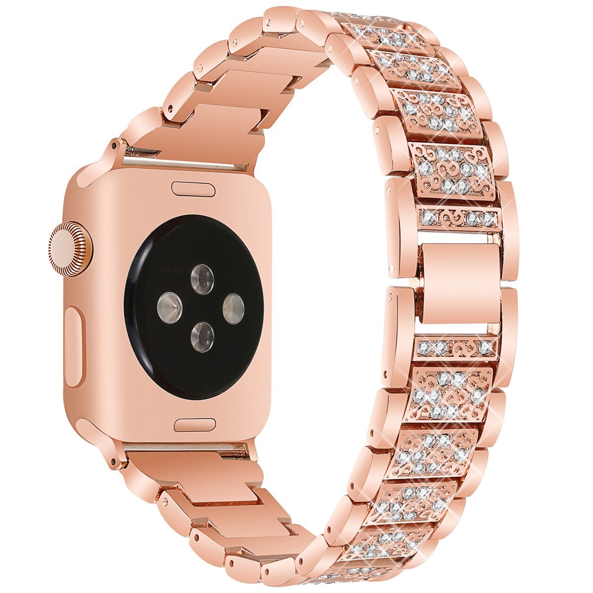 Bracelet en diamant scintillant pour Apple Watch Ultra 2 49mm, 46mm 40mm 45mm 44mm 41mm 42mm pour Iwatch série 10 9 8 7 6, Bracelet pour femmes: L / Charbon noir
