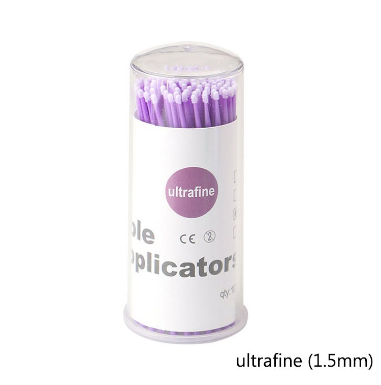 VVHUDA-Mini cepillos desechables, 100 Uds., varitas para extensiones, sin pelusa, microcepillo, punta de microfibra, aplicador de maquillaje: 1.5mmbox