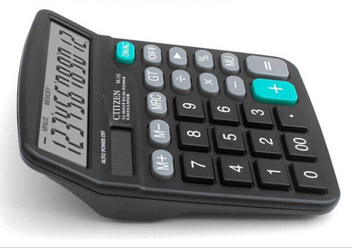 Calculadora Solar M28 de plástico Abs de doble potencia, Calculadora financiera de oficina con pantalla grande de 12 dígitos