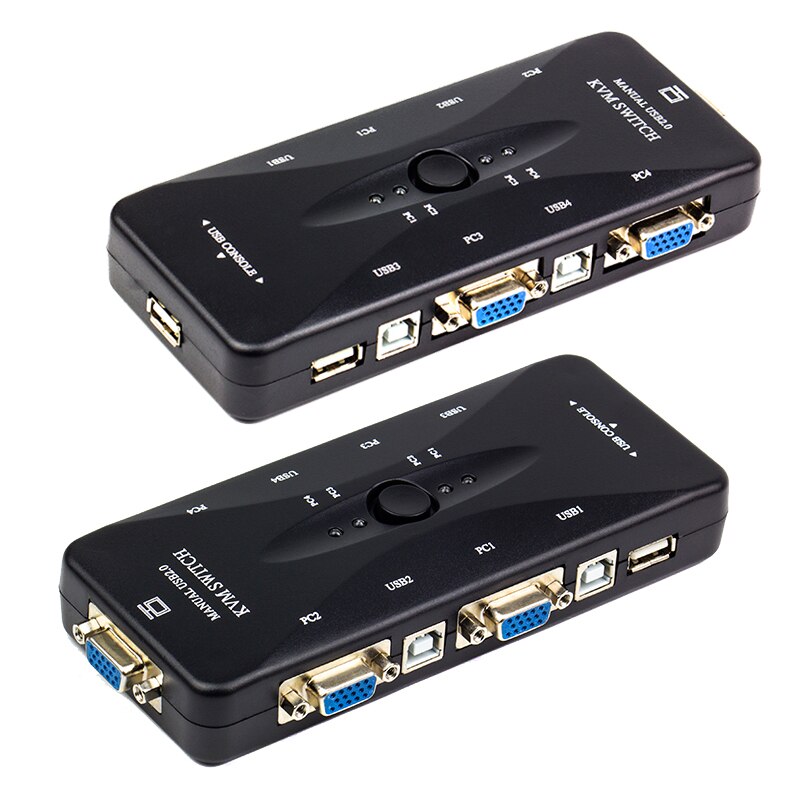 4 Poorten Kvm Switch 4 In 1 Out Vga Usb Converter Vier Computers Delen Monitor Muis Keyboard Printer Apparatuur