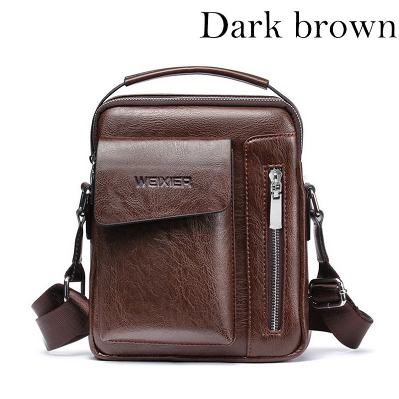 Men Briefcase Bag Business Famous Brand Leather Shoulder Messenger Bags Office Handbag 13.3 inch Laptop: B brown 2