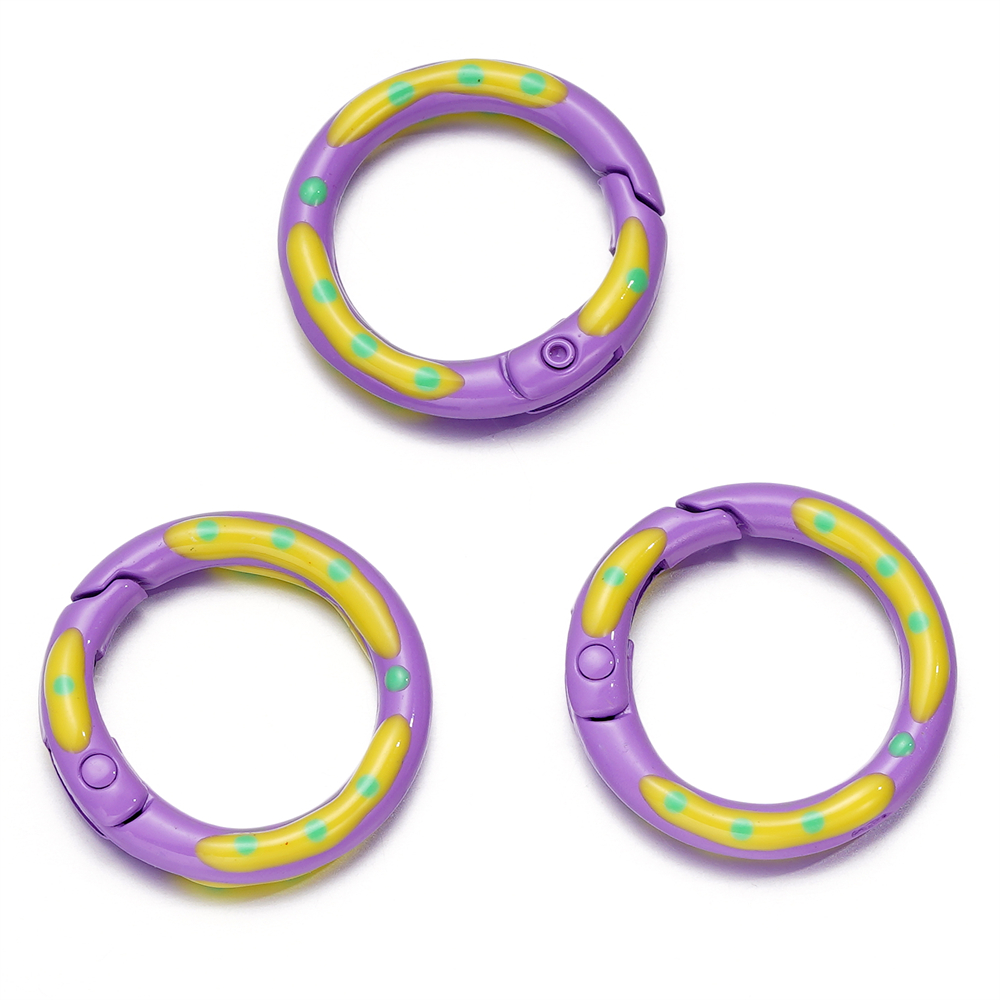 5pcs/lot Multicolor Metal Round Ring Spring Clasp Carabiner Keychain Clips Hook Dog Chain DIY Jewelry Buckle Connector Supplies: PURPLE