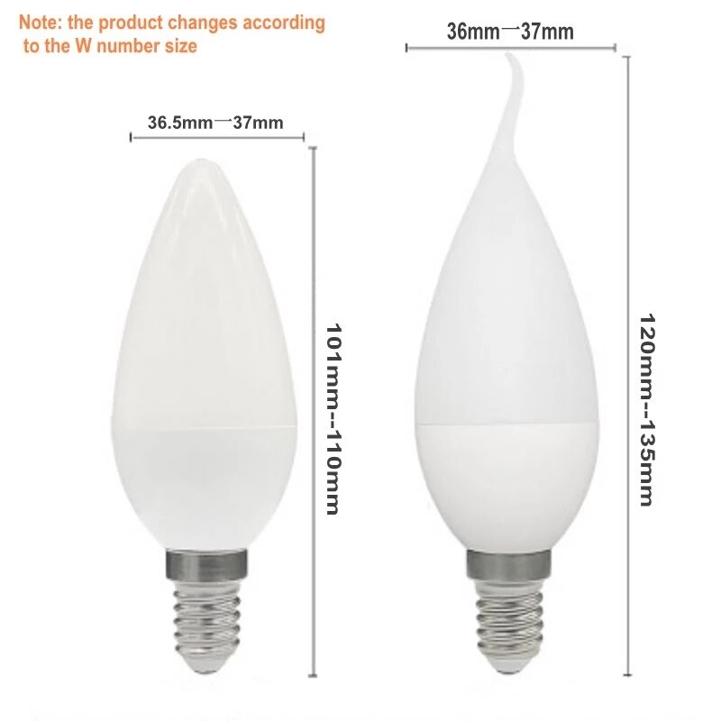 10Pcs E27 E14 Led Kaars Lamp Ac 220V Led Licht Kroonluchter Lamp Kaars Lamp 7W 9W lamp Decoratie Licht Warm/Wit Energiebesparing