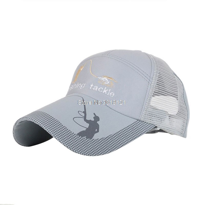 Zomer Golf Baseball Mesh Cap Verstelbare Sport Zonneklep Hoed Unisex vissen Cap: Grijs