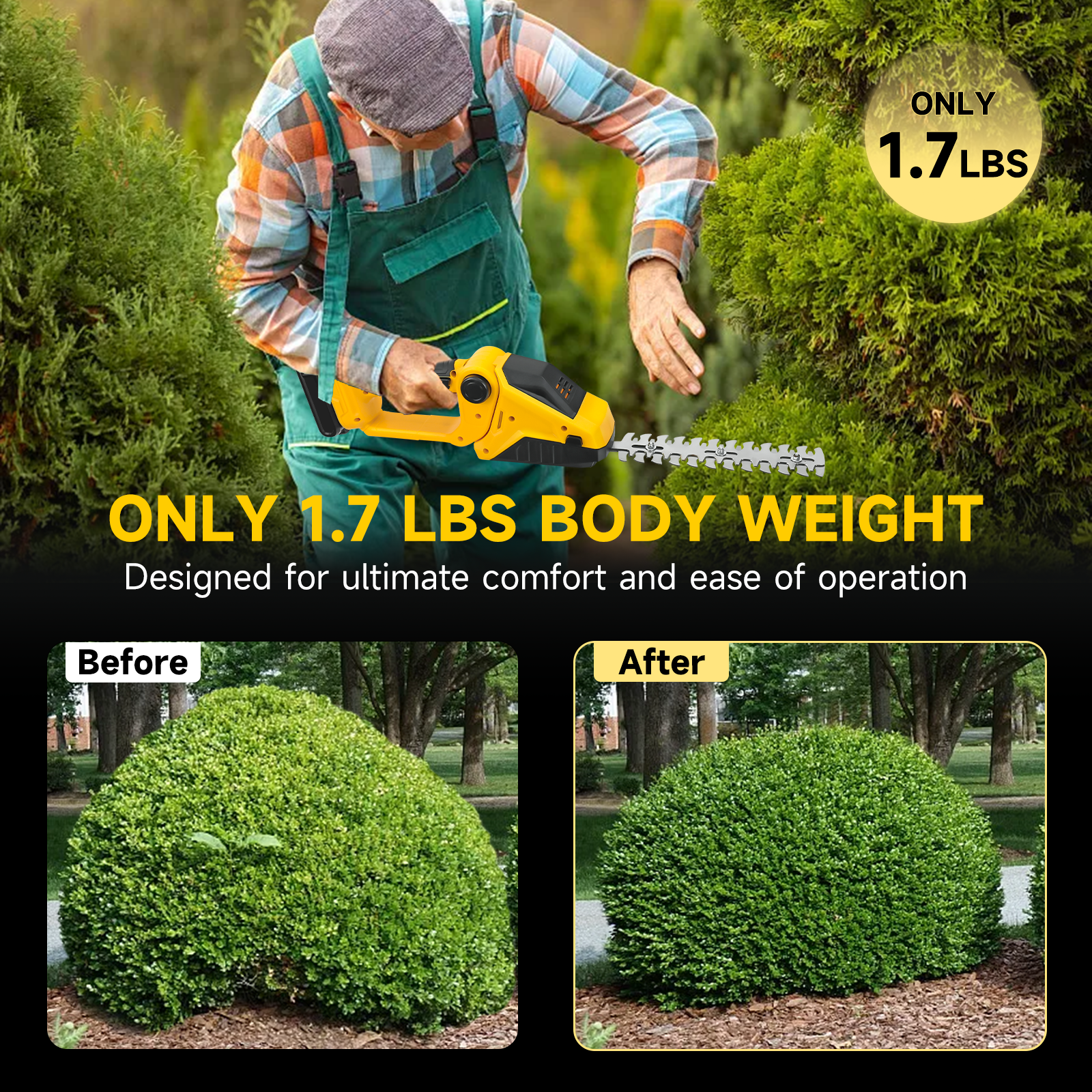 Akku-Heckenschere für Dewalt 20 V Akku, 2-in-1-Handgerät, elektrischer Heckenschere, Grasschere, Gartengerät (keine Batterie)