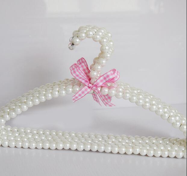 Sain win – cintres en plastique, lot de 5 pièces, cintres en perles, à la , pour adulte, blanc, antidérapant, ménage, grille, cintres à nœud papillon pour vêtements