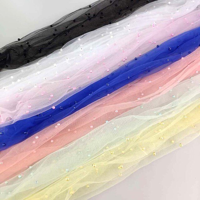 Tissu en Tulle et dentelle perlée, 5 mètres, décoration pour robe, , en Stock, 2022