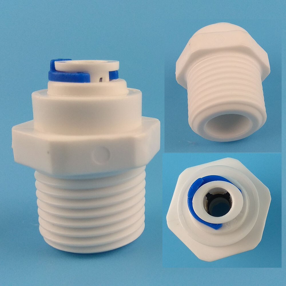 Conector rápido ROSCADO MACHO BSP de 1/4 &quot;OD Tube -1/2&quot;, tubo recto de agua RO, BSP, sin problemas de conector de tuerca, 10 Uds.