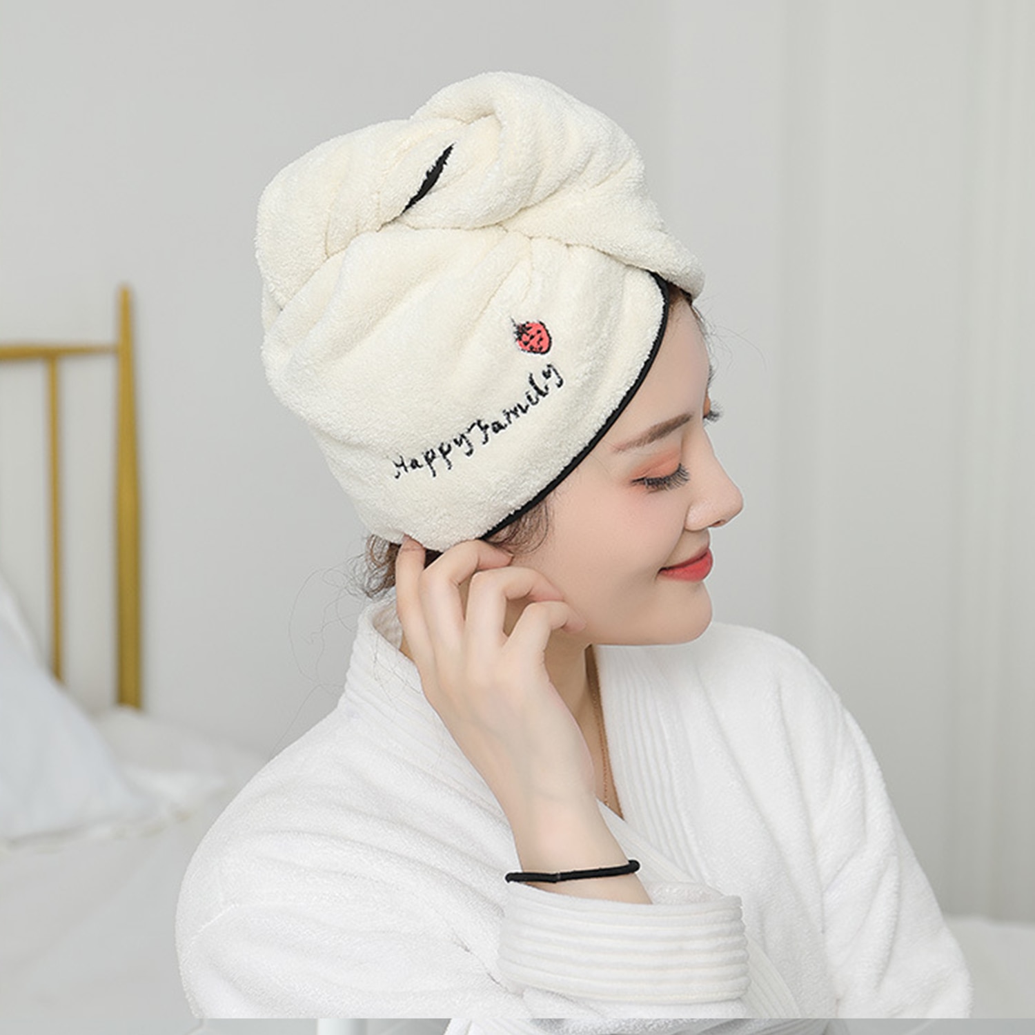 Badhanddoek Wrap Coral Fleece Sneldrogende Handdoek Cap Hoed Zacht Water Absorberende Haar Handdoek Wrap Douche Cap Met Knop voor Lady