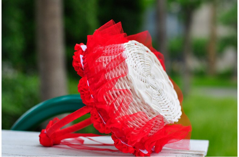 3D Red Flower Decoration Flower Girl Basket for Wedding Ceremony Favors Party Decoration Supplies