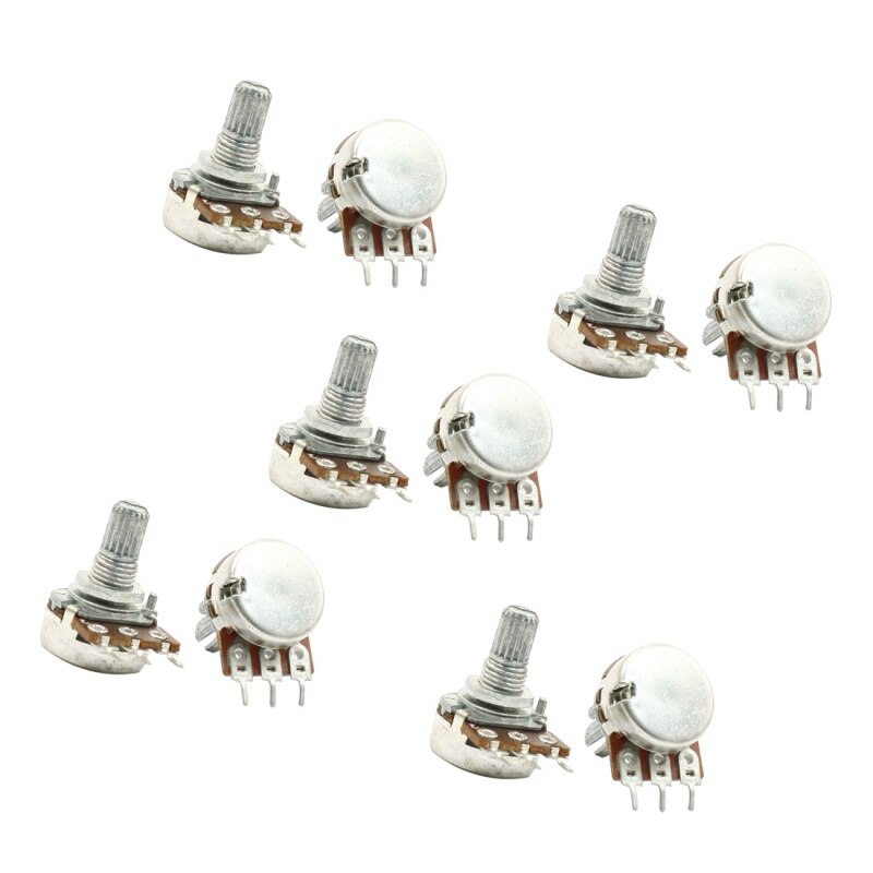 10pcs 5K ohm 6mm Split Knurled Shaft Single Linear Rotary Potentiometer
