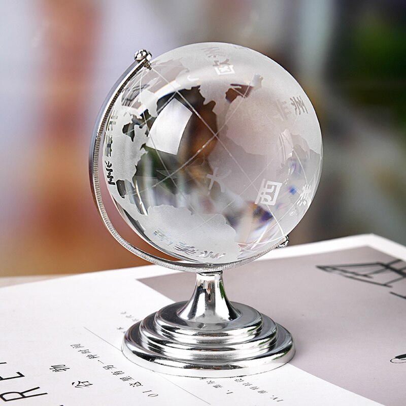 S/L Crystal Globe Model Ornaments 360 Terrestrial World Globes with Rotating Stand Earth Map Geography Office Decoration Toys