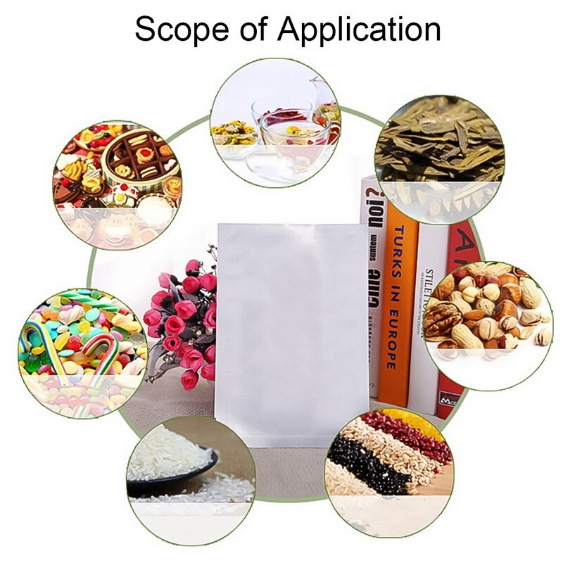 100 sztuk folia aluminiowa torby Mylar zgrzewarka próżniowa robić przechowywania żywności uszczelnienie woreczek opakowanie